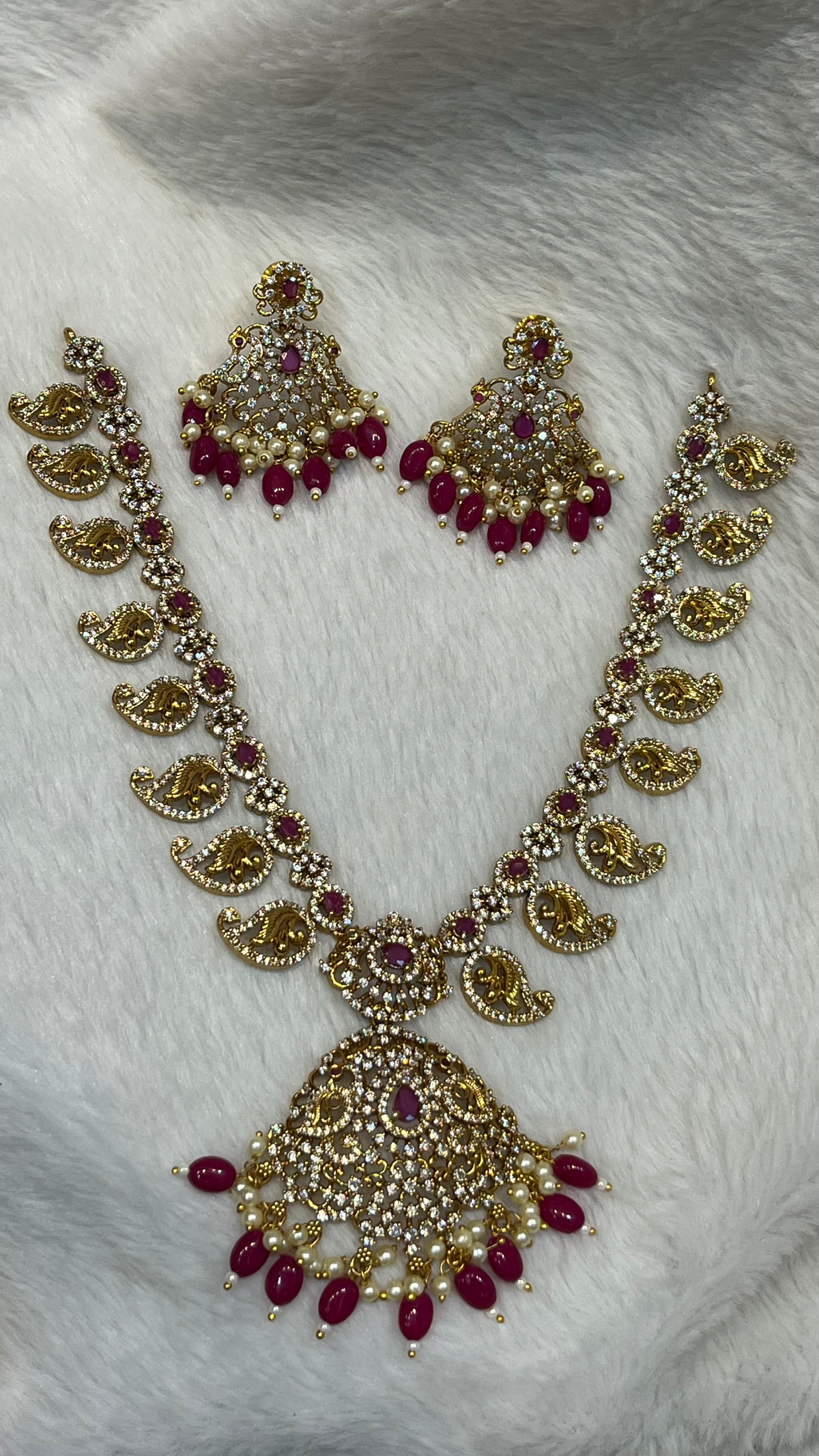 Traditional Mango Pattern Long Necklace Set