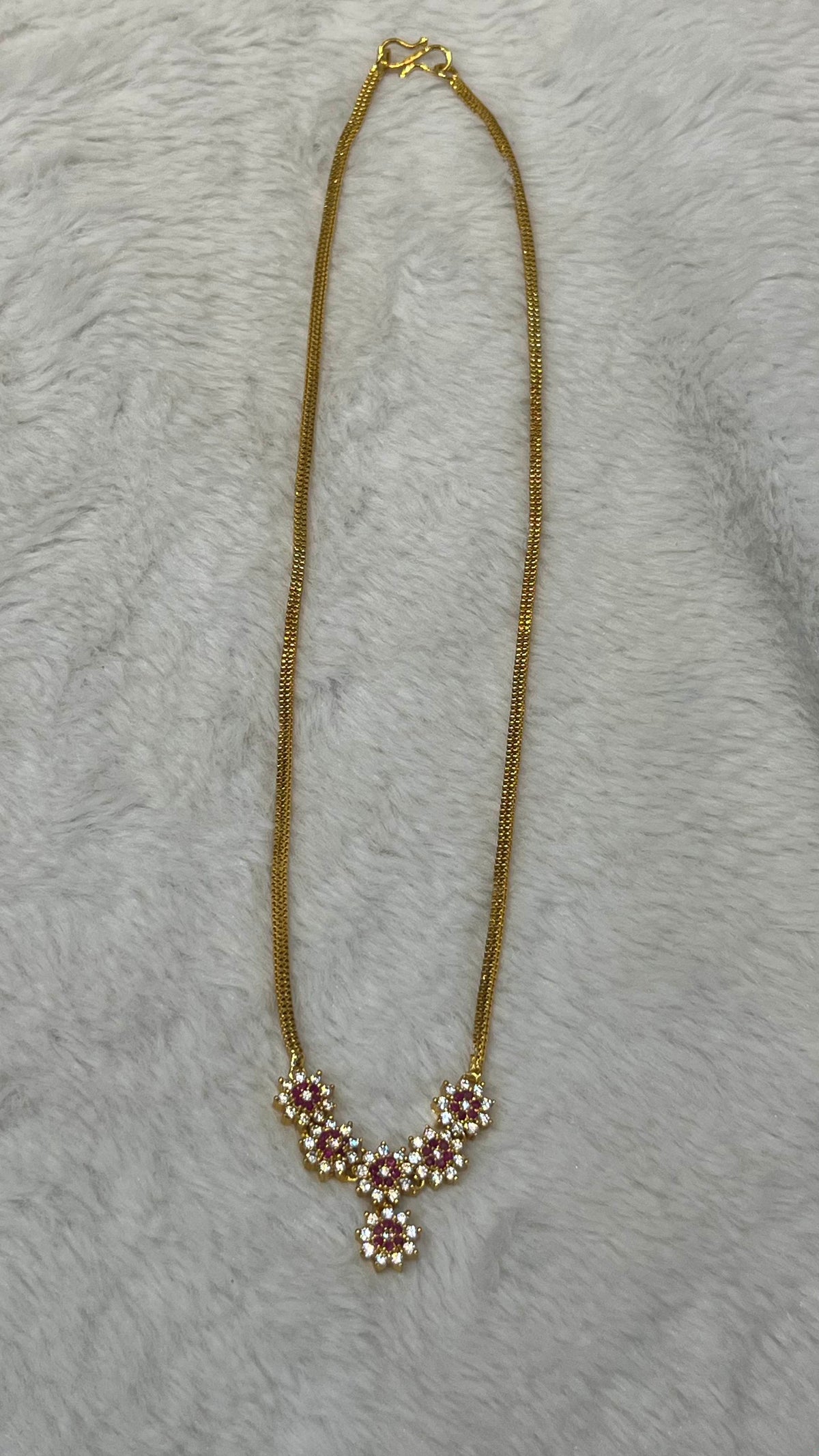 1Gram GoldPolish-Diamond Ruby Pendent Chain (18inch)