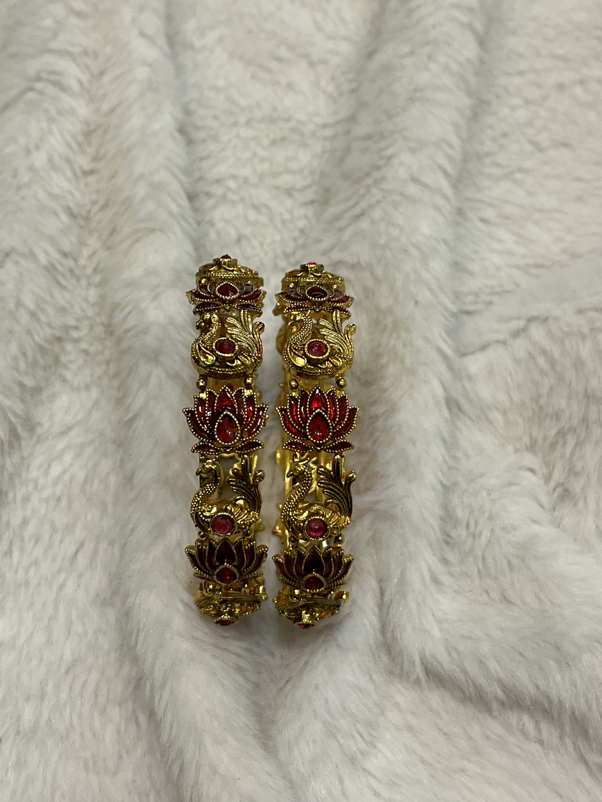 Antique Peacock & Crimson Lotus Bangle