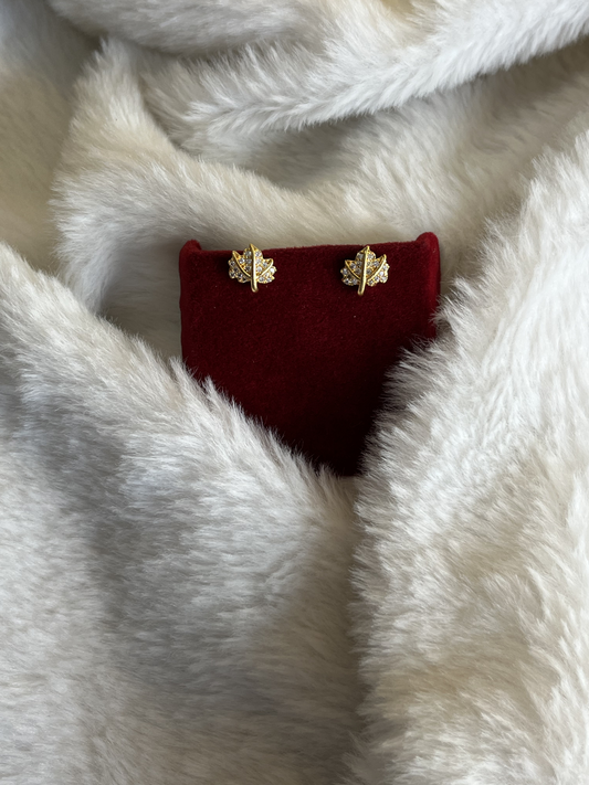 Frosted Maple Leaf Studs