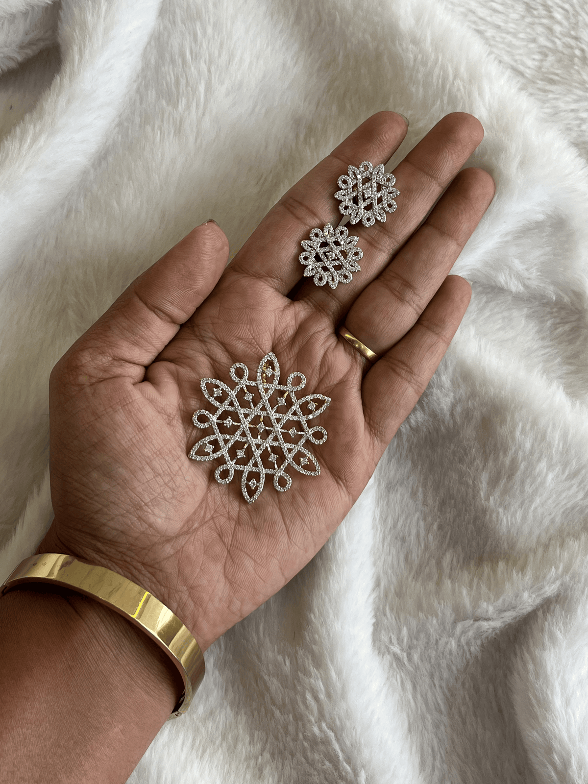 Star Lattice Mandala Pendent and Earrings