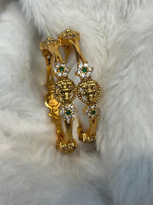 Traditional Kids CZ & Emerald Bangle