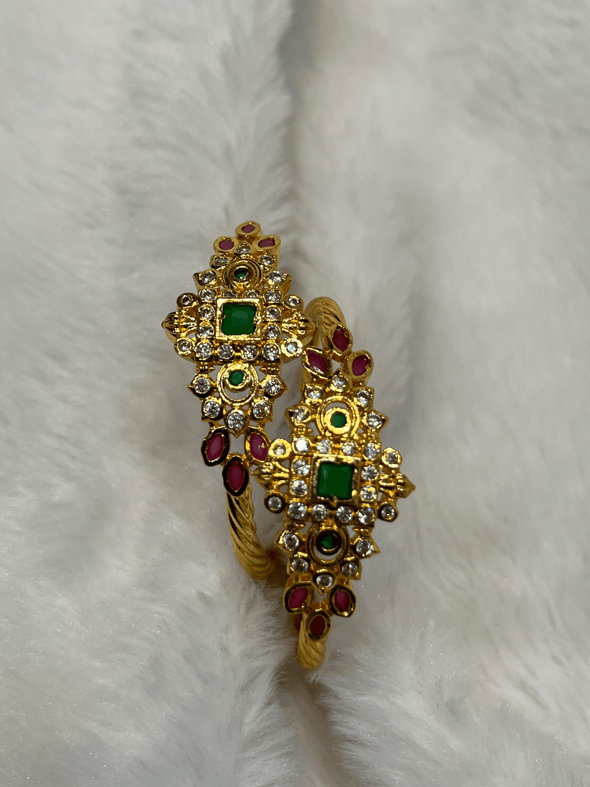 Kids Green & Ruby Kundan Stone Designer Bangles