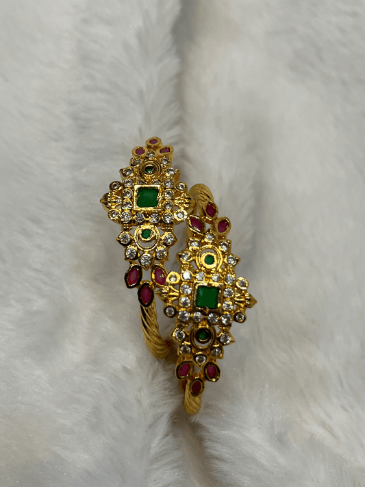 Kids Green & Ruby Kundan Stone Designer Bangles