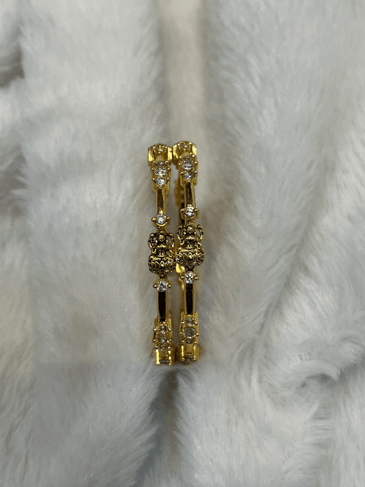 Kids Gold Lakshmi Motif Crystal Bar Bangle