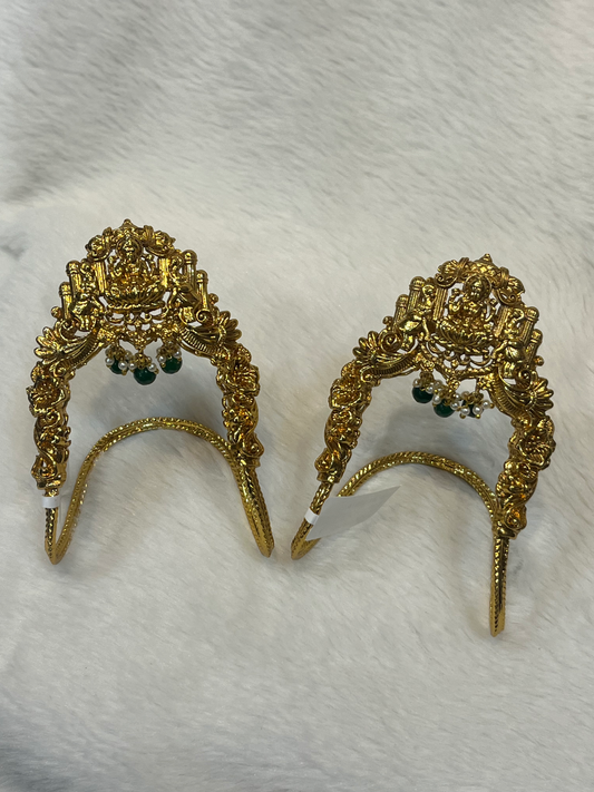 Temple Lakshmi Vanki – Emerald Green & Pearl