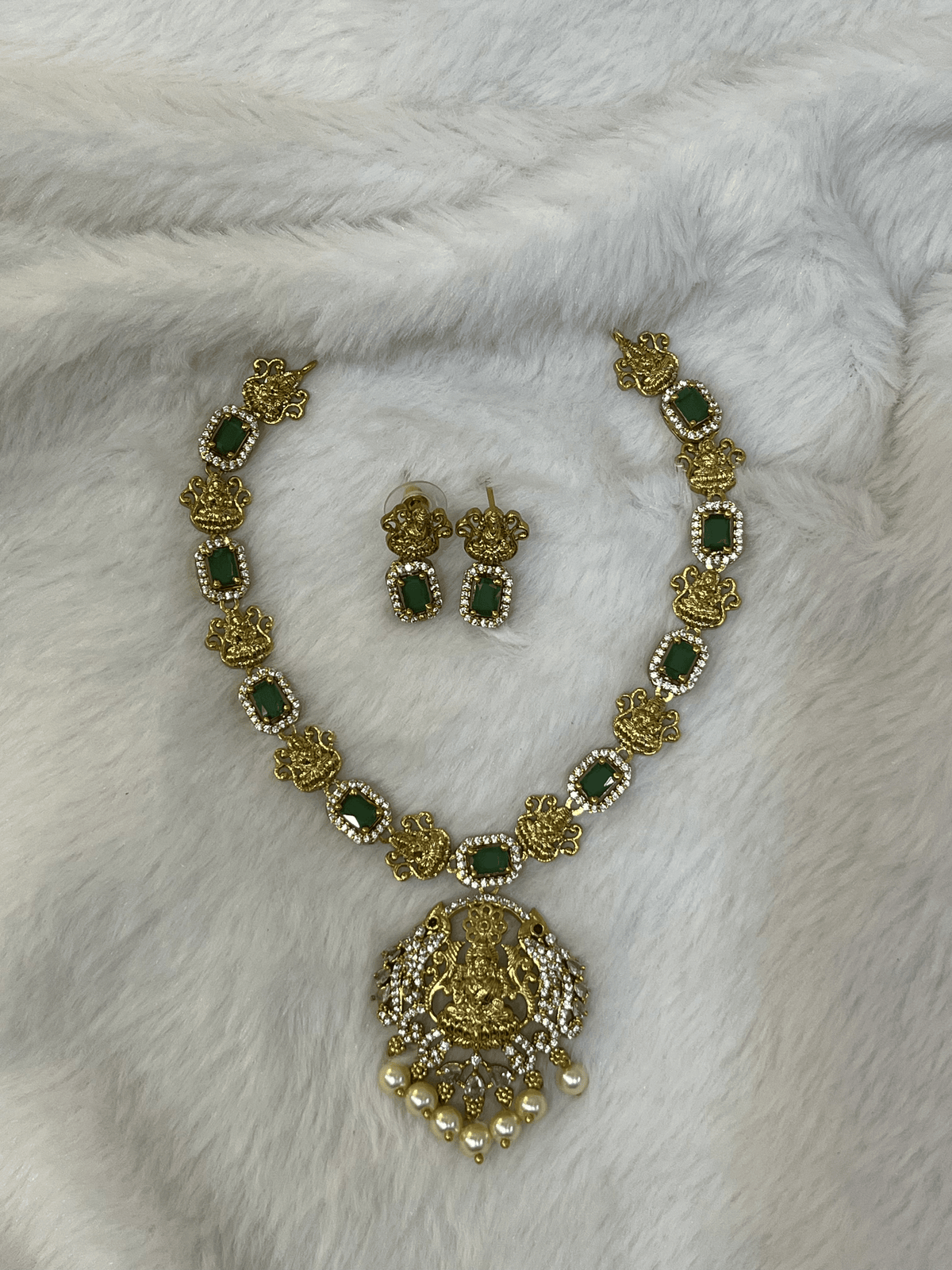 Antique Lakshmi Emerald Neck Piece