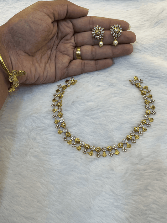Delicate CZ Floral Cluster Neck Piece