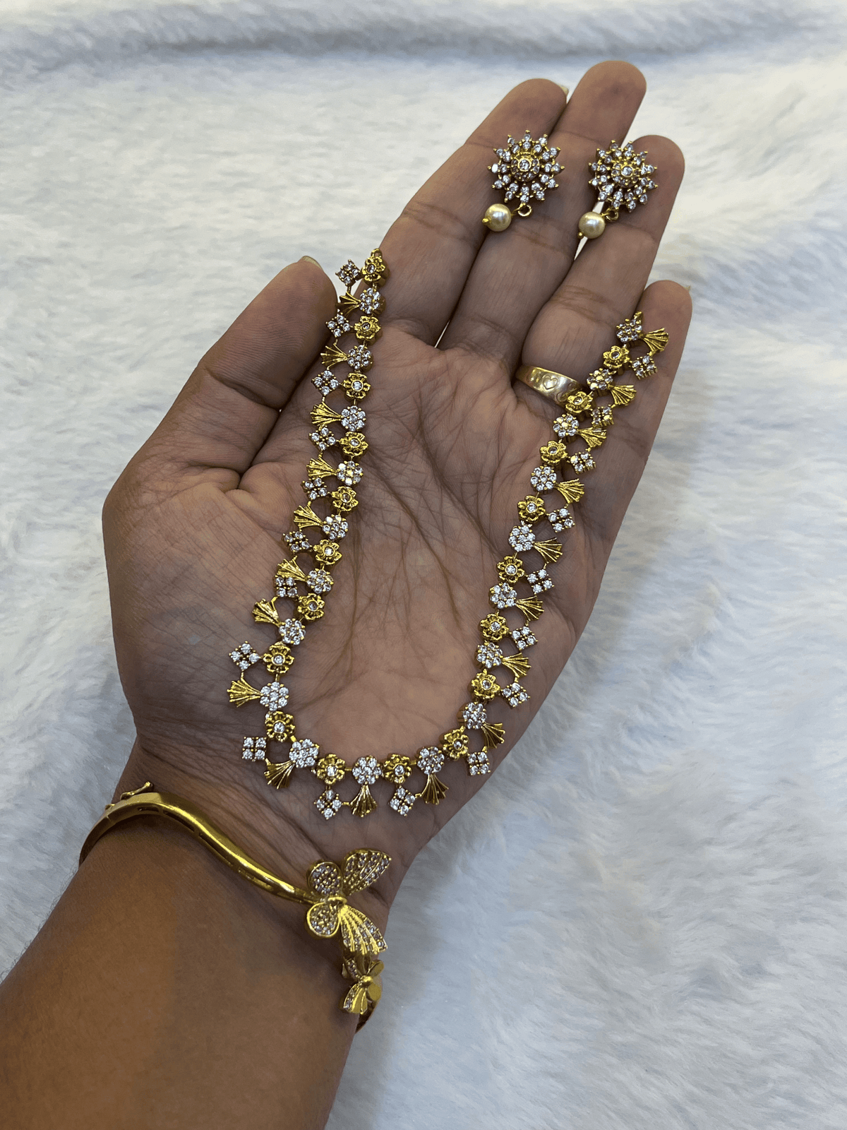 Delicate CZ Floral Cluster Neck Piece
