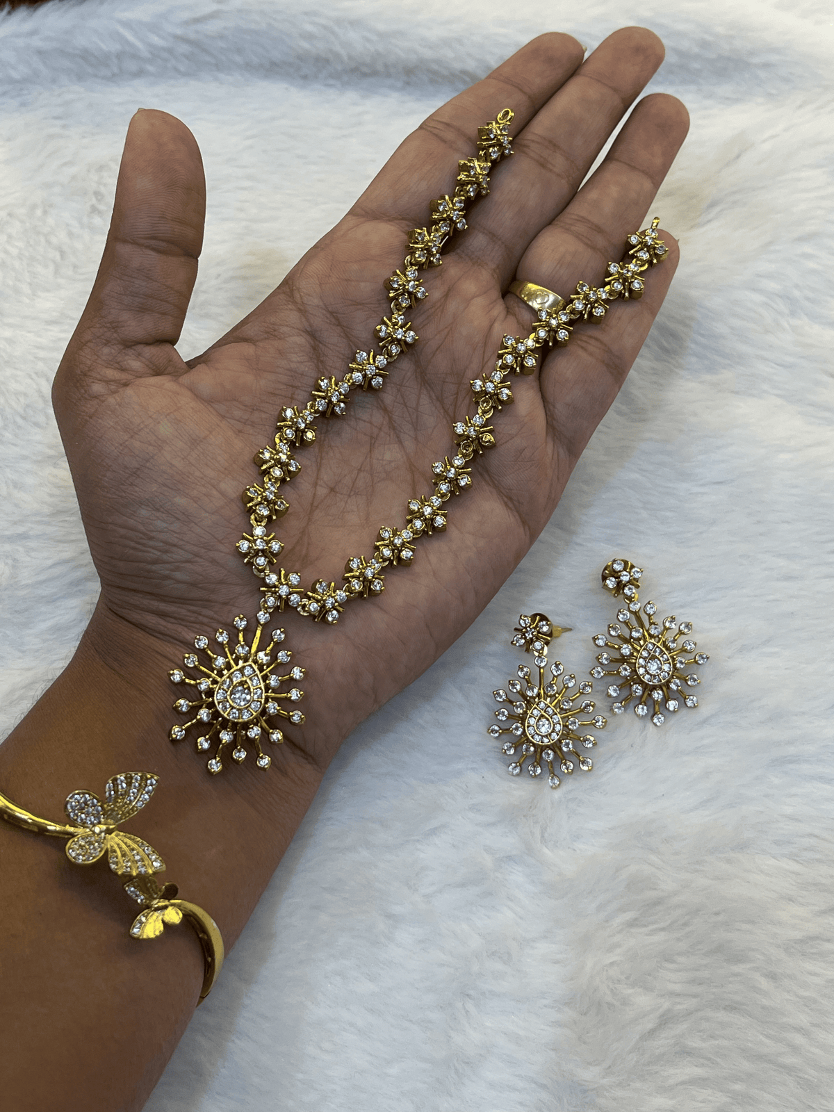 Starburst CZ Teardrop Neck Piece