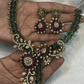 Gold-Tone Emerald & Ruby Floral Statement Necklace Set