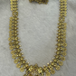 Antique Gold Kasu Mala Long Necklace Set with Jhumkas