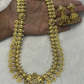 Antique Gold Kasu Mala Long Necklace Set with Jhumkas