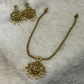 Antique Gold Goddess Lakshmi Pendant Set with Pearls