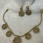 Gold-Tone Chain with Circular Flower Charms Set