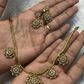Gold-Tone Chain with Circular Flower Charms Set