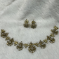 Gold-Tone CZ Floral Cluster Choker Set