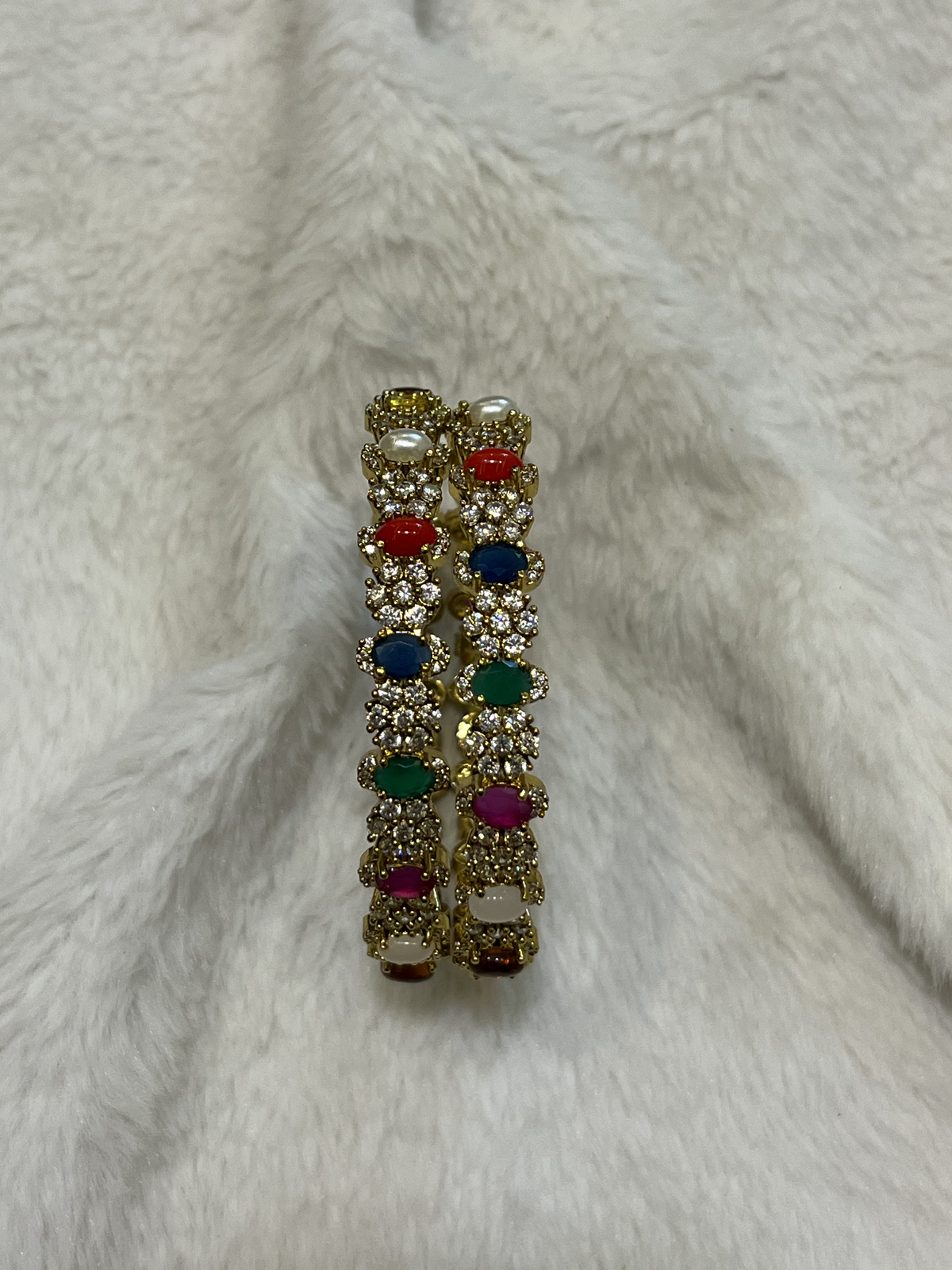 Navratna Floral Stone Bangles