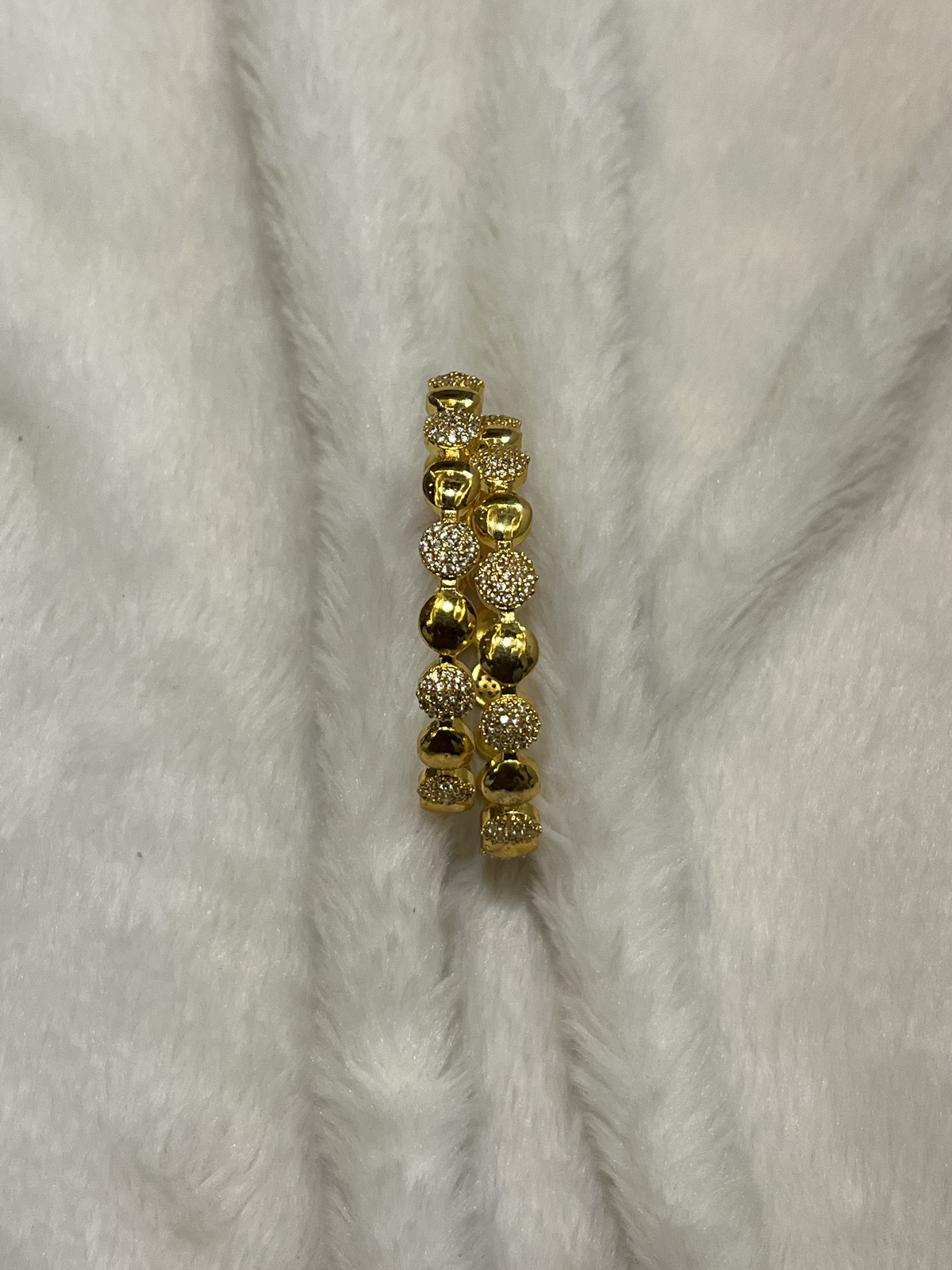Polished Dome & Pave Ball Bangles