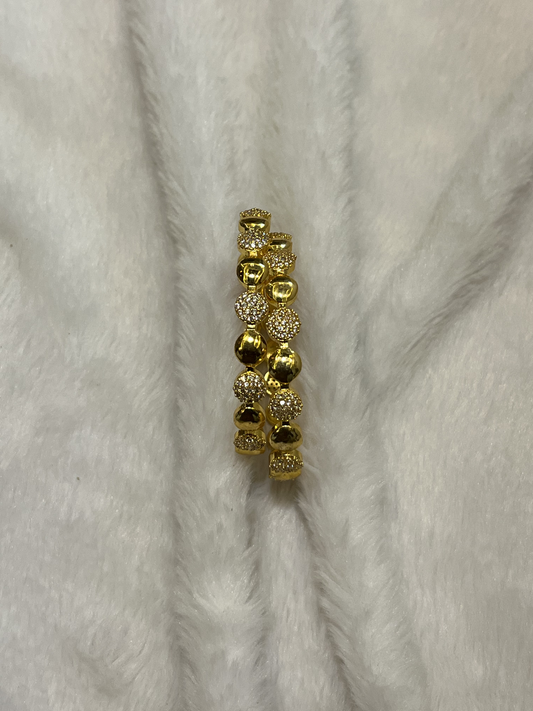 Polished Dome & Pave Ball Bangles