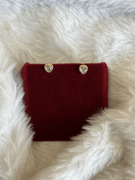 Bezel Crystal Heart Studs