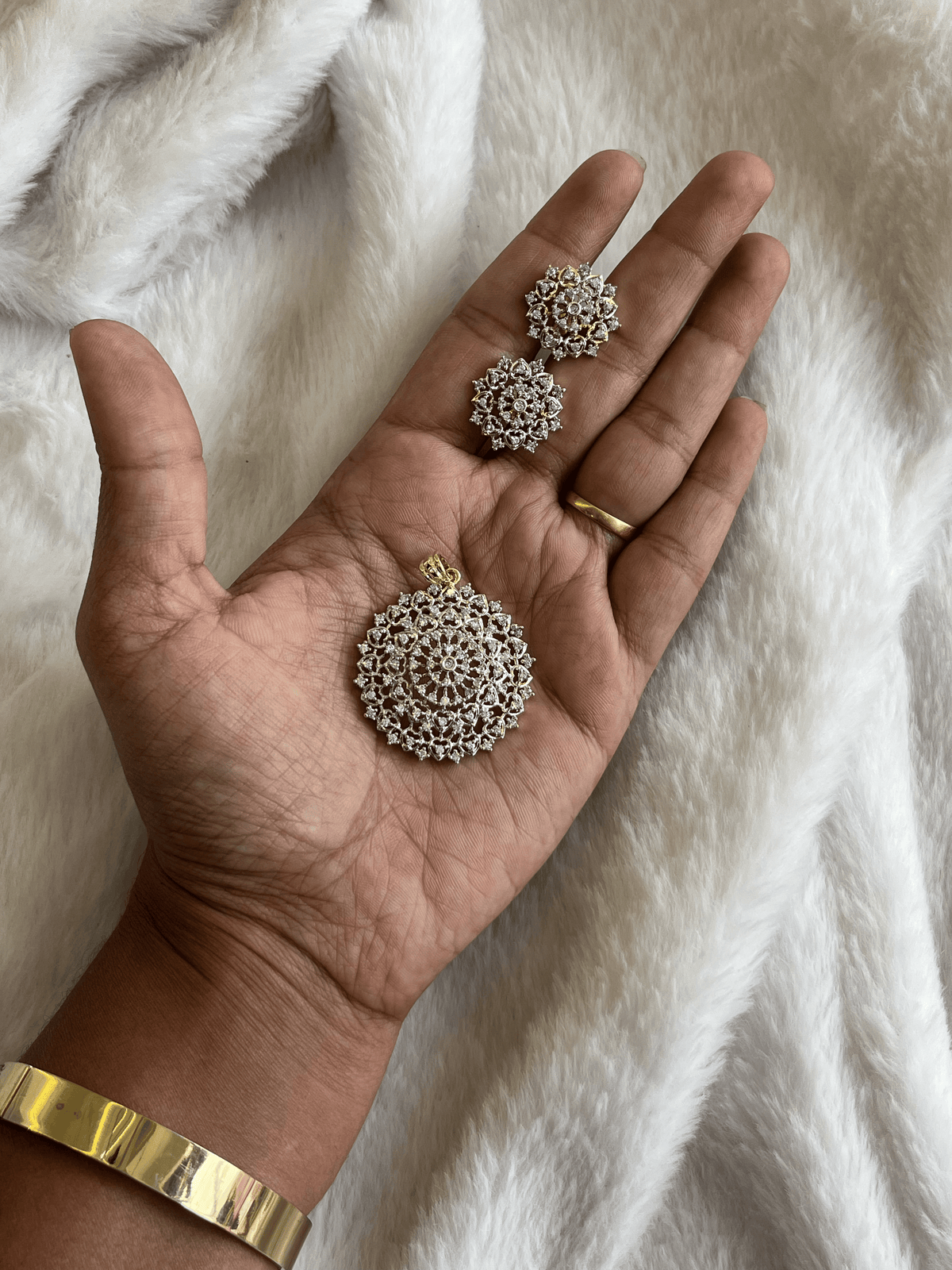 Celestial Mandala Pendent and Earrings
