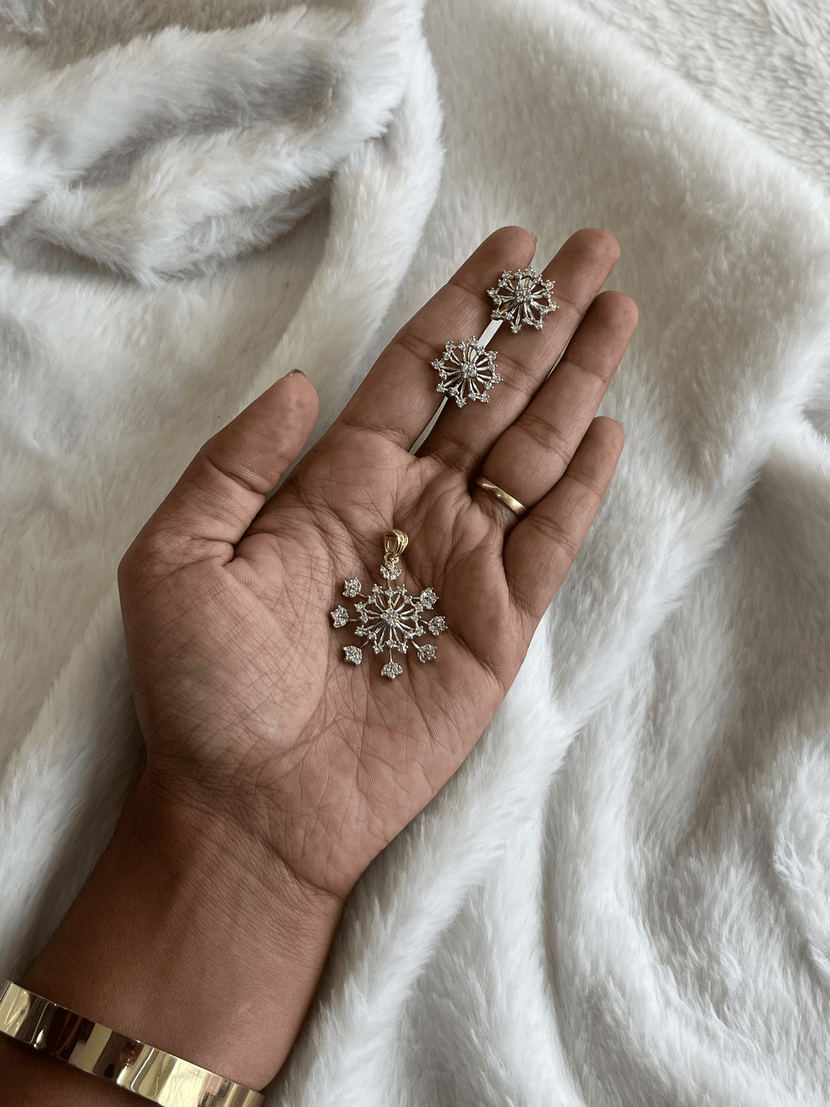 Frozen Starburst Pendent and Earrings