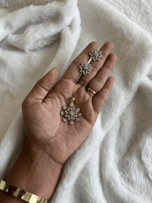 Frozen Starburst Pendent and Earrings