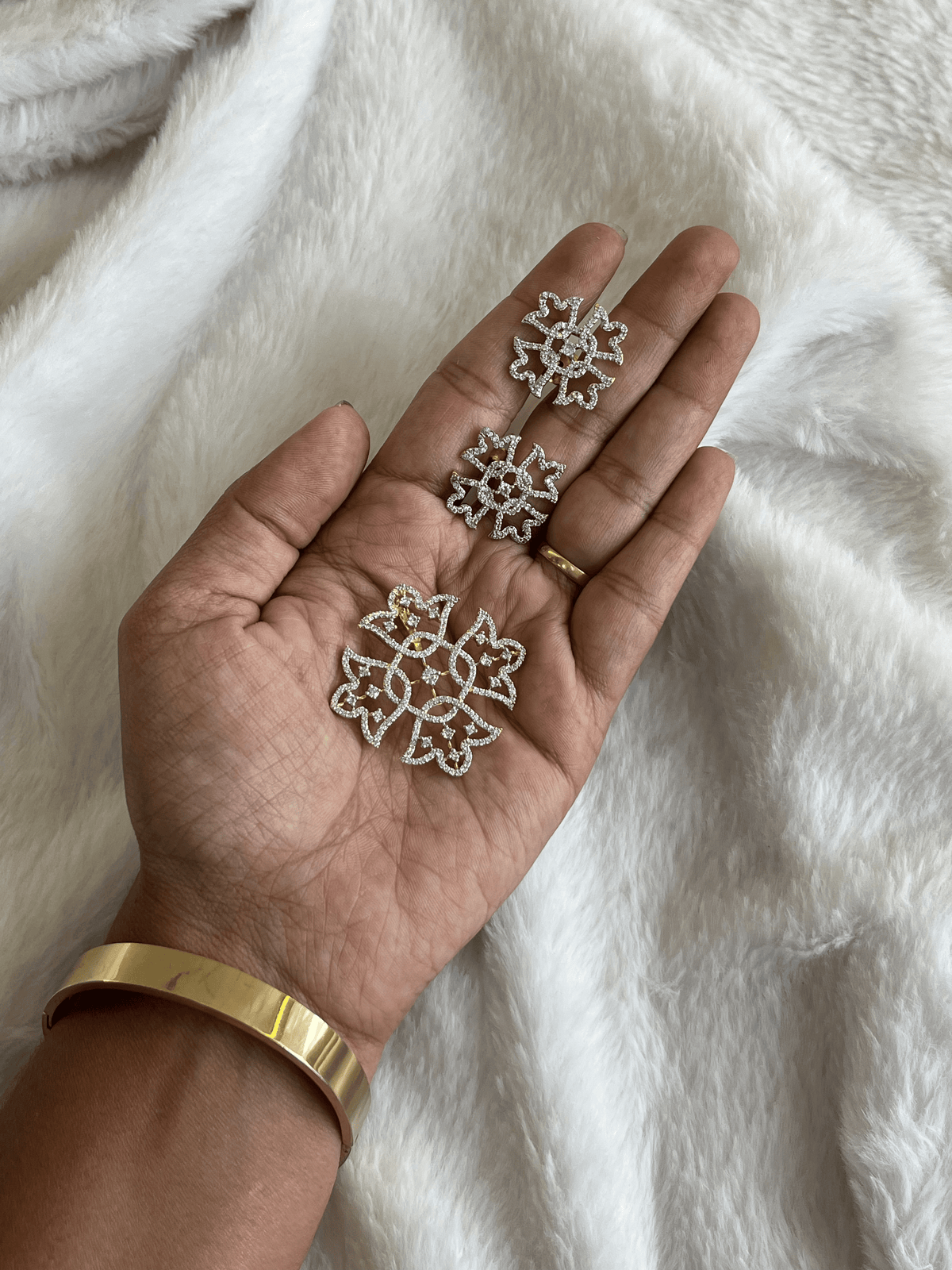 Lotus Cross Pendent and Earrings